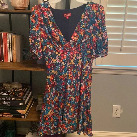 NWOT STAUD Mills Rainbow Flower Market mini dress - Picture 2 of 8